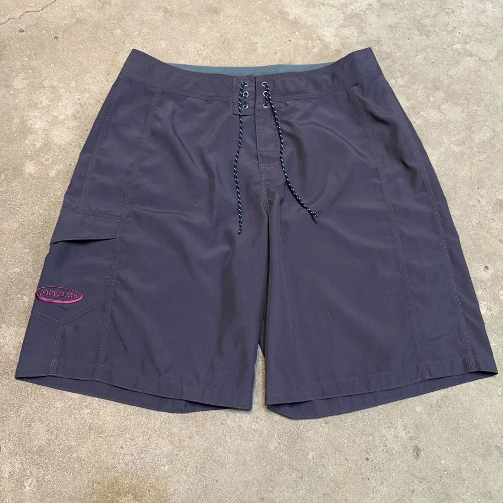 Patagonia Board Shorts Mens 34 Navy Blue Vintage 2001 Cargo Swim Trunks 86571